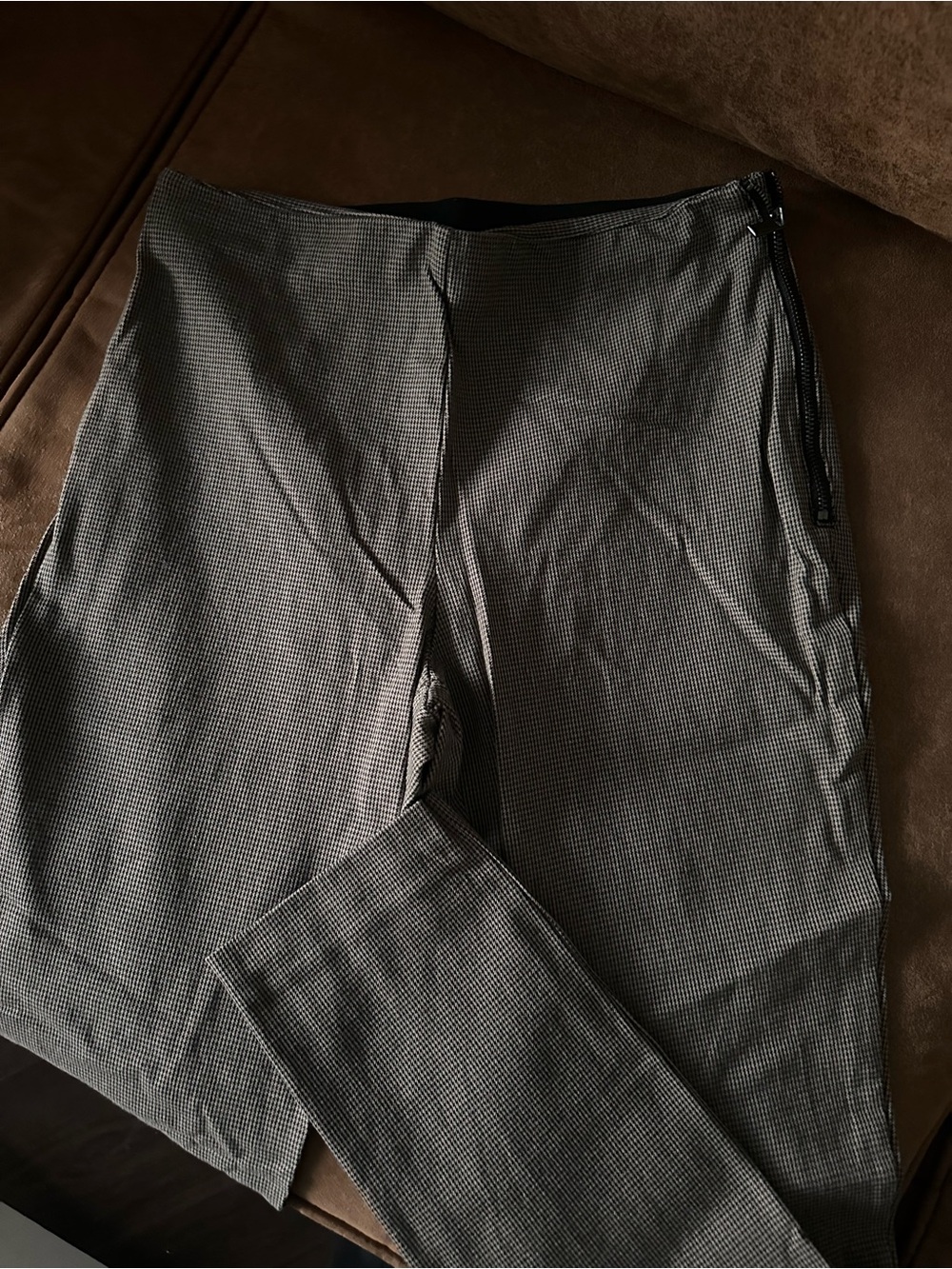 French Connection Slim Fit Micro-Check Legging-style pants